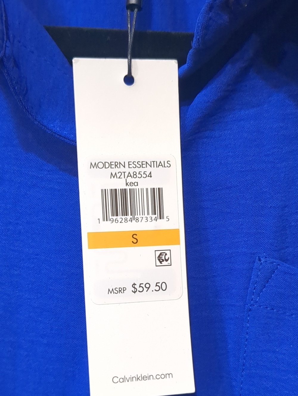 Calvin Klein Short Sleeve Button-Front Blouse — Cobalt Blue NWT - Picture 4 of 6